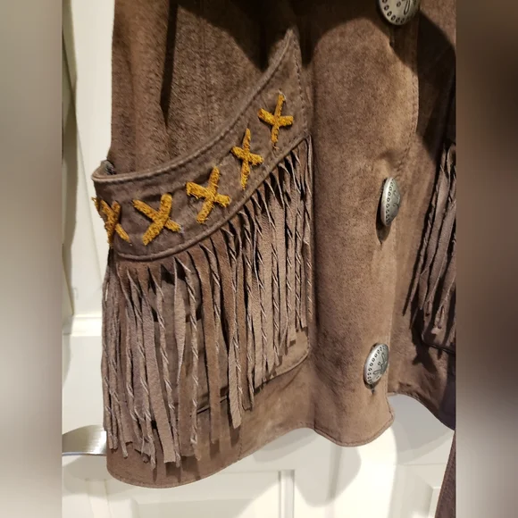 Vintage Double D Ranch Brown Leather Fringe Jacket - Picture 4 of 11